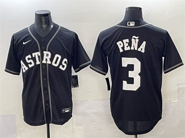 Men's Black Houston Astros #3 Jeremy Peña Lights Out Limited Stitched Baseball Jersey
